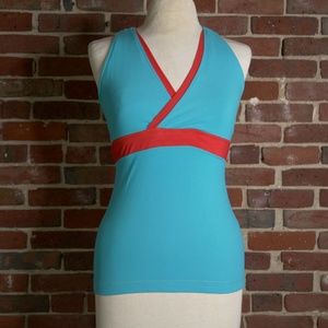 Lululemon |Turquoise/Dark Orange Deep V Tank